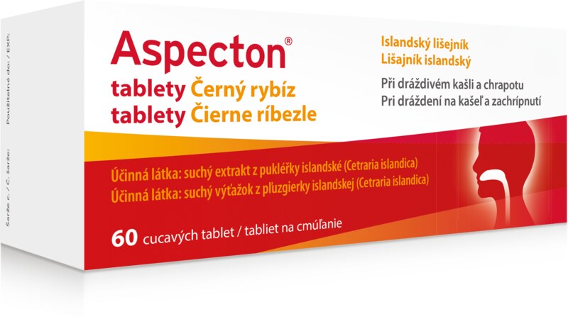 Aspecton tablety na kašel Černý rybíz 60 ks Aspecton tablety na kašel Černý rybíz 60 ks