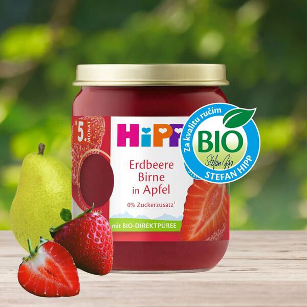 Hipp BIO Jablka s jahodami a hruškami 4/6m 160 g