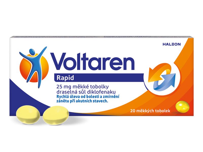 Voltaren Rapid 25 mg měkké tobolky proti bolesti 20 ks Voltaren Rapid 25 mg měkké tobolky proti bolesti 20 ks