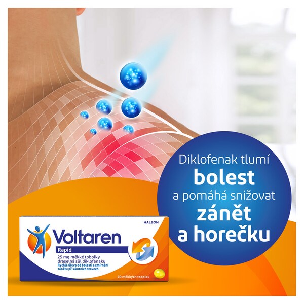 Voltaren Rapid 25 mg měkké tobolky proti bolesti 20 ks Voltaren Rapid 25 mg měkké tobolky proti bolesti 20 ks