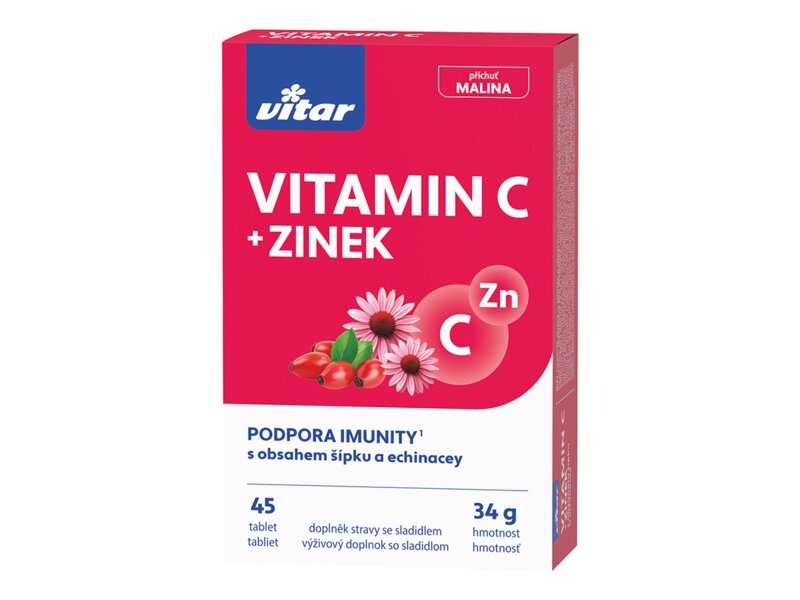 Vitar Vitamín C + Zinek + Echinacea + Šípek 30+15 tablet