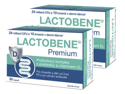 Lactobene Premium probiotika s vitaminem D3 30 kapslí 1+1 ZDARMA Lactobene Premium probiotika s vitaminem D3 30 kapslí 1+1 ZDARMA