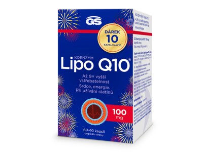 GS Koenzym Lipo Q10 100 mg 60+10 kapslí Dárkové balení
