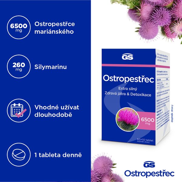 GS Ostropestřec 6500 mg 60+10 tablet 
