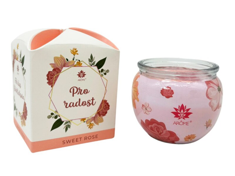 Arome Svíčka Pro radost Sweet Rose 90 g Arome Svíčka Pro radost Sweet Rose 90 g