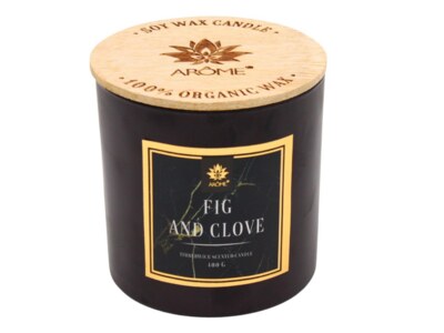 Arome Svíčka s dřevěným knotem a víčkem Fig and Clove 400 g  