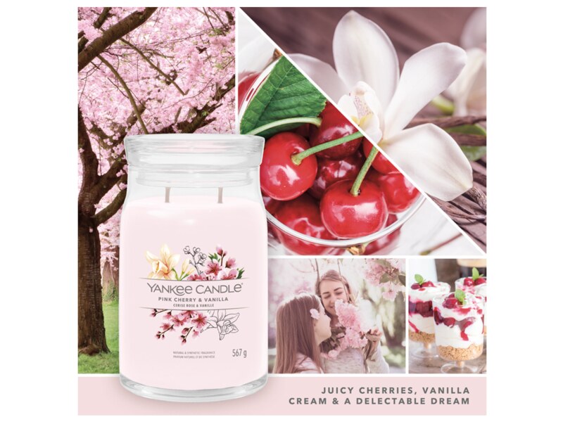 Yankee Candle Signature svíčka velká 2 knoty Pink Cherry a Vanilla 567 g  