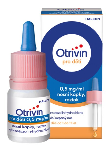 Otrivin 0,5 mg/ml nosní kapky pro děti při léčbě ucpaného nosu 10 ml