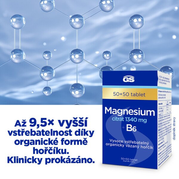 GS Magnesium citrát 1340 mg+B6 50+50 tablet