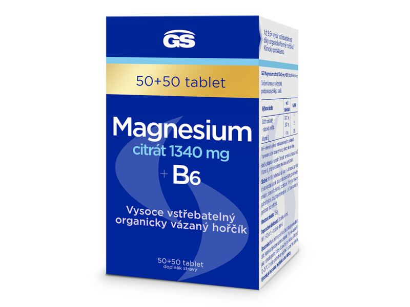 GS Magnesium citrát 1340 mg+B6 50+50 tablet