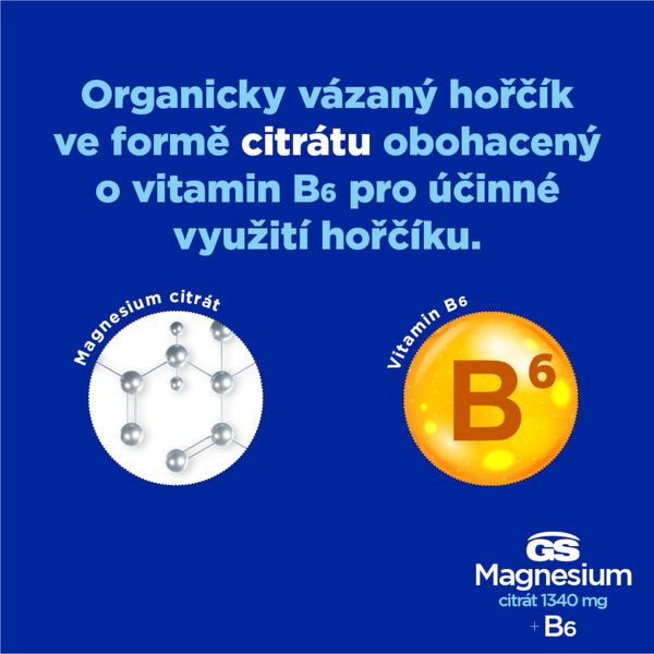 GS Magnesium citrát 1340 mg+B6 50+50 tablet