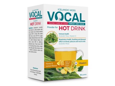 Vocal Hot drink s příchutí med a citron sáčky 10 ks