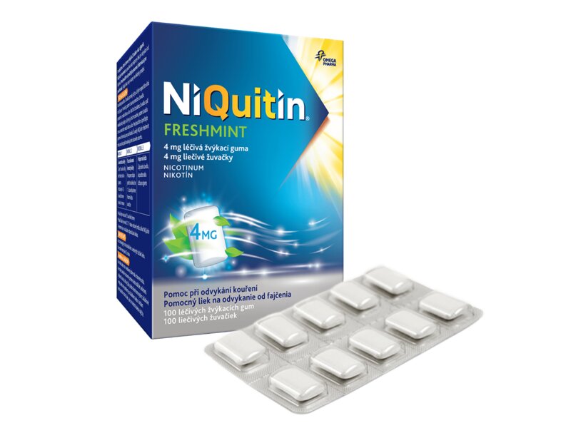Niquitin Freshmint 4 mg léčivá žvýkacích guma 100 žvýkaček