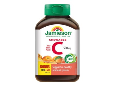 Jamieson Vitamín C 500 mg broskev 120 cucacích tablet