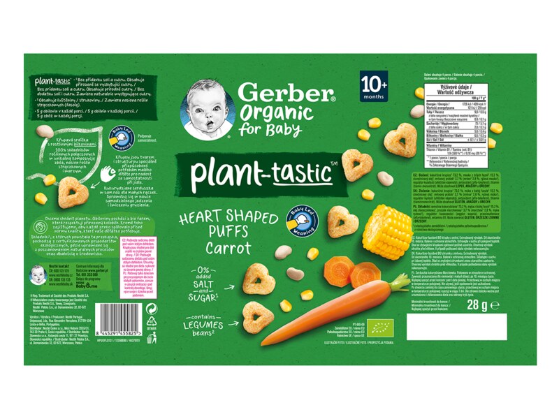 Gerber Křupavá srdíčka mrkvová BIO 10m+ 28 g Gerber Křupavá srdíčka mrkvová BIO 10m+ 28 g