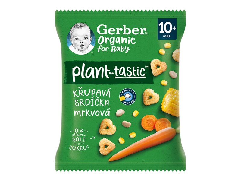 Gerber Křupavá srdíčka mrkvová BIO 10m+ 28 g Gerber Křupavá srdíčka mrkvová BIO 10m+ 28 g