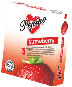 Pepino Prezervativ Jahoda 3 ks
