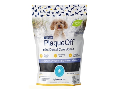 ProDen PlaqueOff Mini Dental bones Zeleninové s příchutí borůvky 340 g