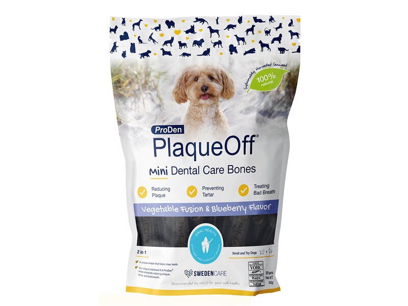 ProDen PlaqueOff Mini Dental bones Zeleninové s příchutí borůvky 340 g