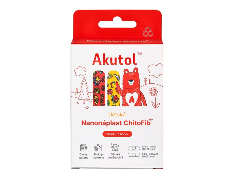 Akutol Nanonáplast ChitoFib Dětské balení 15 ks