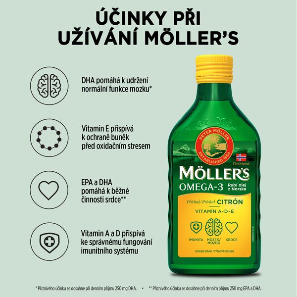 Mollers Omega 3 citron roztok 250 ml