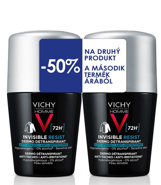 Vichy Homme Invisible Resist Antiperspirant 72h 2 x 50 ml