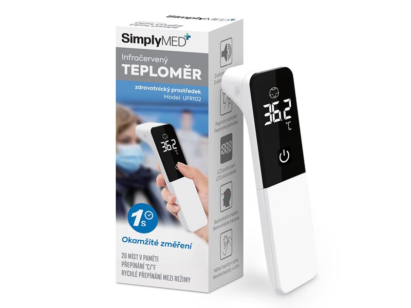 SimplyMed Infračervený bezdotykový teploměr UFR102 1 kus