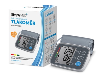 SimplyMed Pažní digitální tlakoměr s adaptérem U80EH 1 kus SimplyMed Pažní digitální tlakoměr s adaptérem U80EH 1 kus