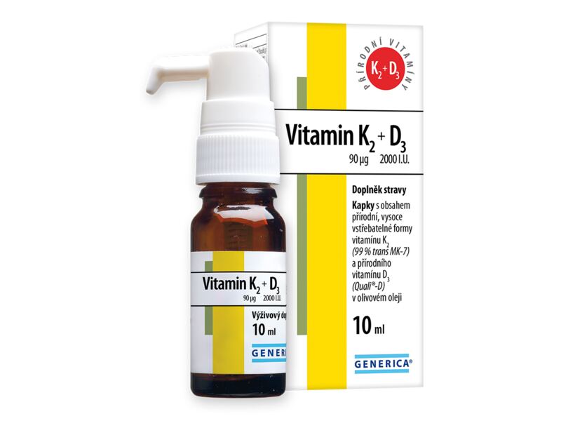 Vitamin K2 90 mcg + D3 2000 I.U GENERICA kapky 10 ml Vitamin K2 90 mcg + D3 2000 I.U GENERICA kapky 10 ml