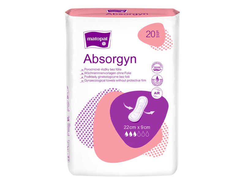 Absorgyn porodnické vložky 22 x 9 cm bez fólie 20 ks