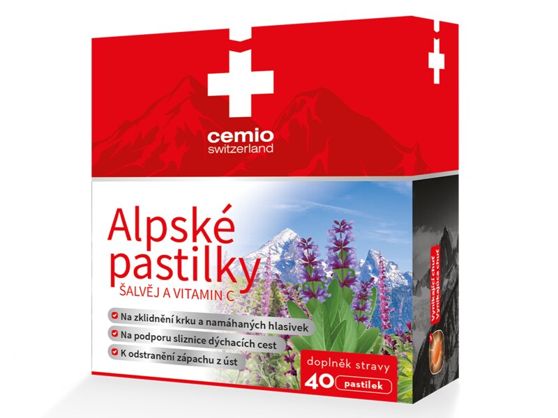 Cemio Alpské pastilky Šalvěj a vitamin C 40 pastilek