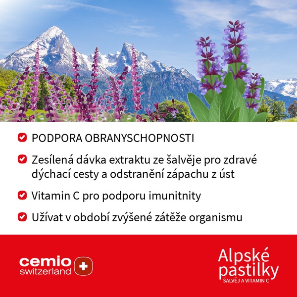 Cemio Alpské pastilky Šalvěj a vitamin C 40 pastilek