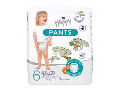 Bella Happy Pants Junior Extra 6 dětské plenkové kalhotky 16+ kg 19 ks