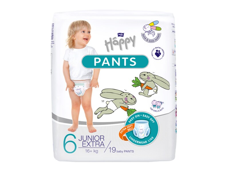 Bella Happy Pants Junior Extra 6 dětské plenkové kalhotky 16+ kg 19 ks