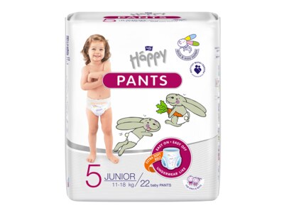 Bella Happy Pants Junior 5 dětské plenkové kalhotky 11-18 kg 22 ks Bella Happy Pants Junior 5 dětské plenkové kalhotky 11-18 kg 22 ks