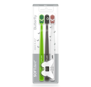 Softdent Butterfly zubní kartáček soft 3 ks