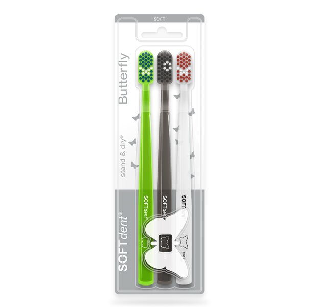 Softdent Butterfly zubní kartáček soft 3 ks