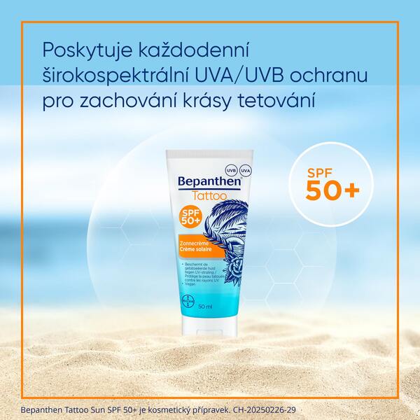 Bepanthen Tattoo SUN opalovací krém SPF50+ 50 ml Bepanthen Tattoo SUN opalovací krém SPF50+ 50 ml