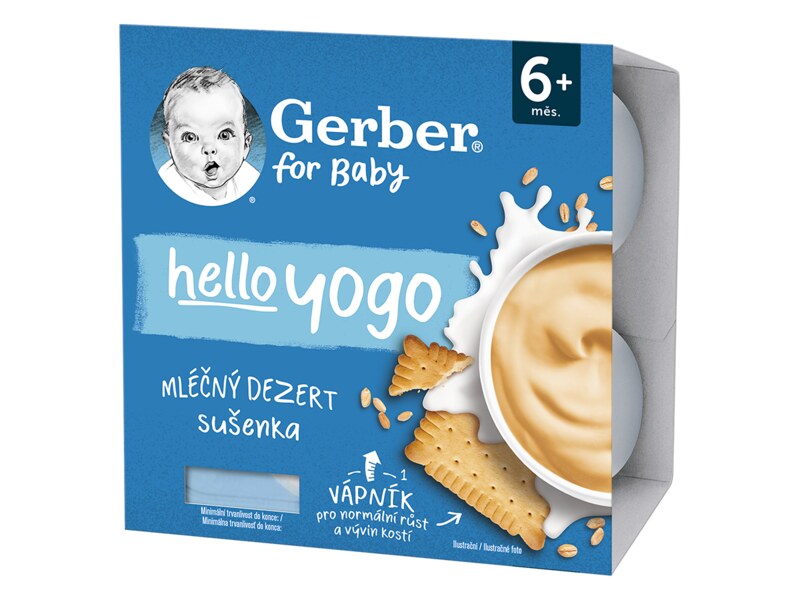 Gerber Hello yogo mléčný dezert sušenkový 6M+ 4 x 100 g