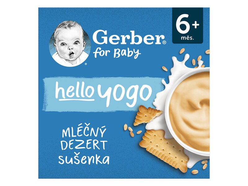 Gerber Hello yogo mléčný dezert sušenkový 6M+ 4 x 100 g