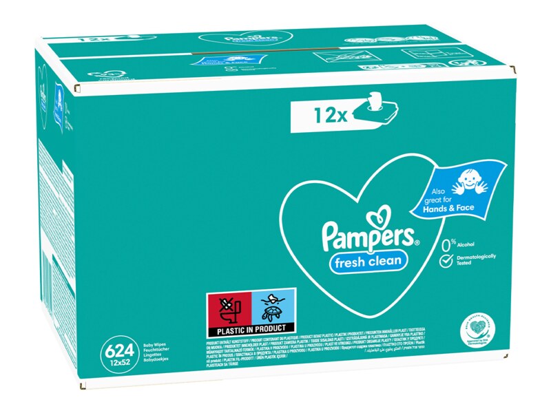 Pampers Fresh Clean vlhčené ubrousky 12 x 52 ks