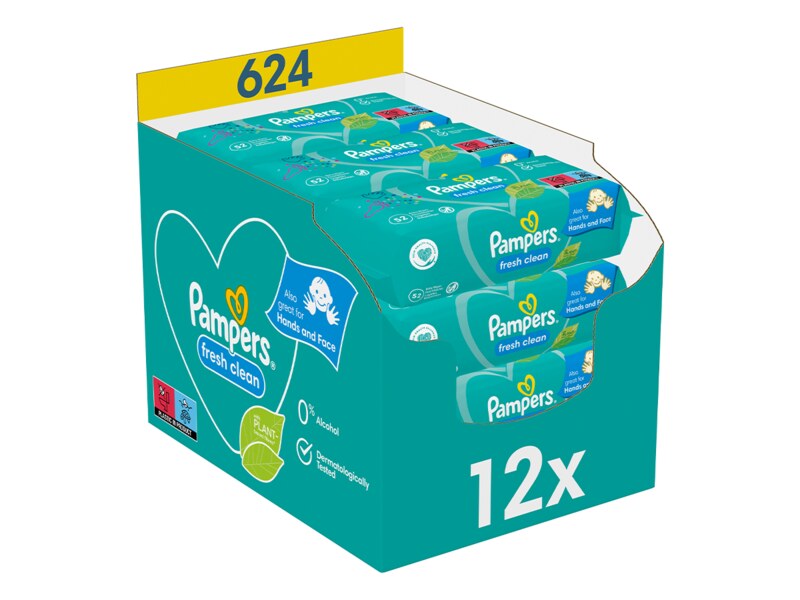 Pampers Fresh Clean vlhčené ubrousky 12 x 52 ks