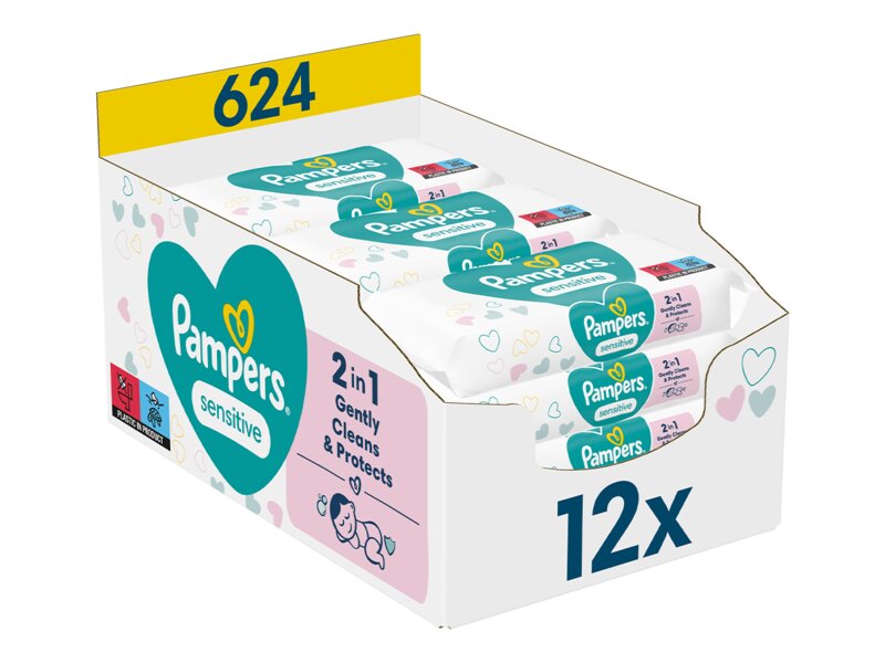 Pampers Sensitive vlhčené ubrousky Box 12 x 52 ks