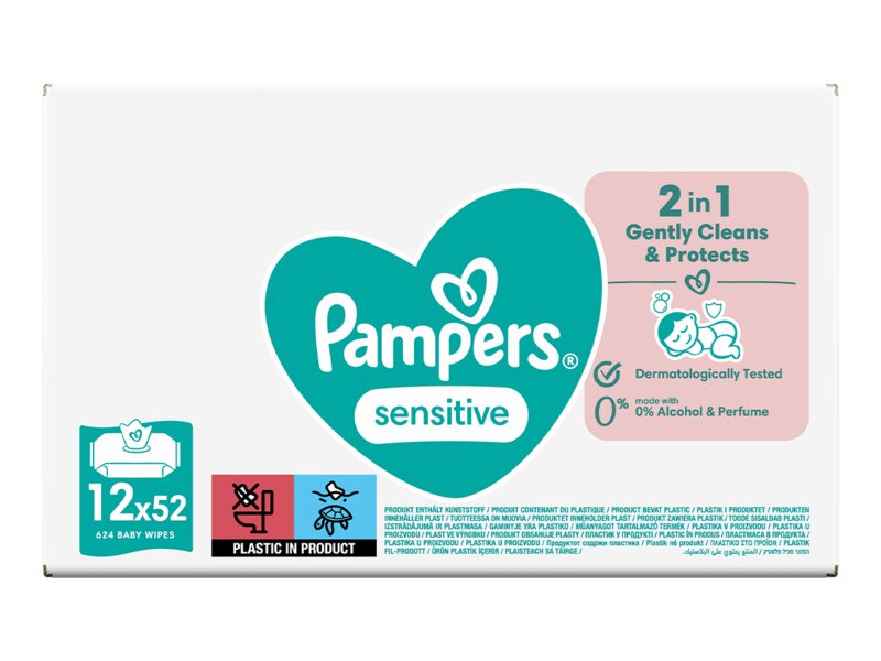 Pampers Sensitive vlhčené ubrousky Box 12 x 52 ks