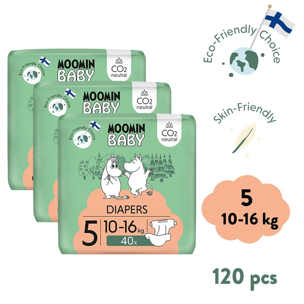 Moomin Baby 5 Maxi 10-16 kg EKO plenky 3 x 40 ks