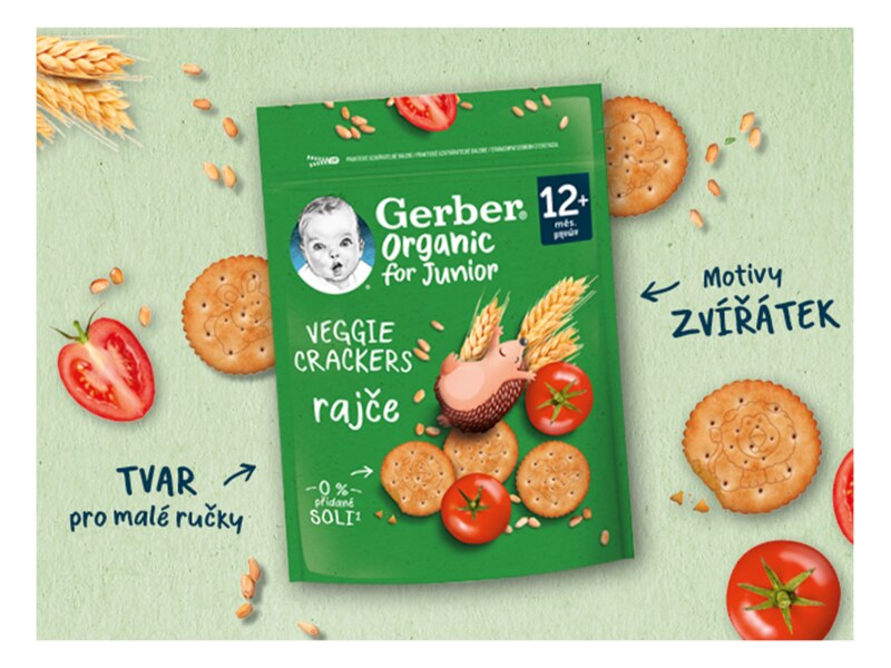 Gerber Krekry s rajčaty BIO 100g 12M+