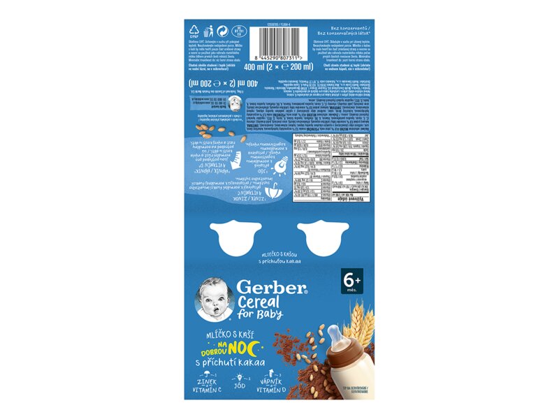 Gerber Cereal mlíčko s kaší na dobrou noc Kakao 6+ měsíců 2x200 g