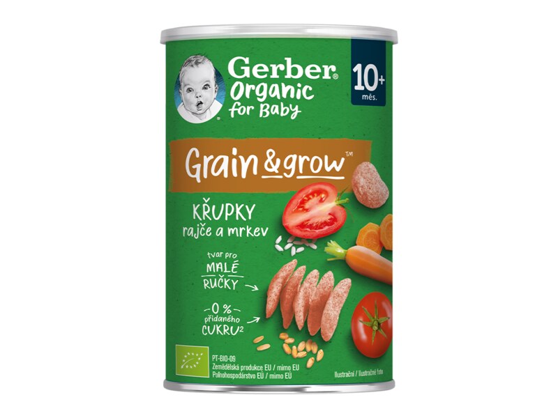 Gerber Křupky rajče a mrkev BIO 10m+ 35 g 