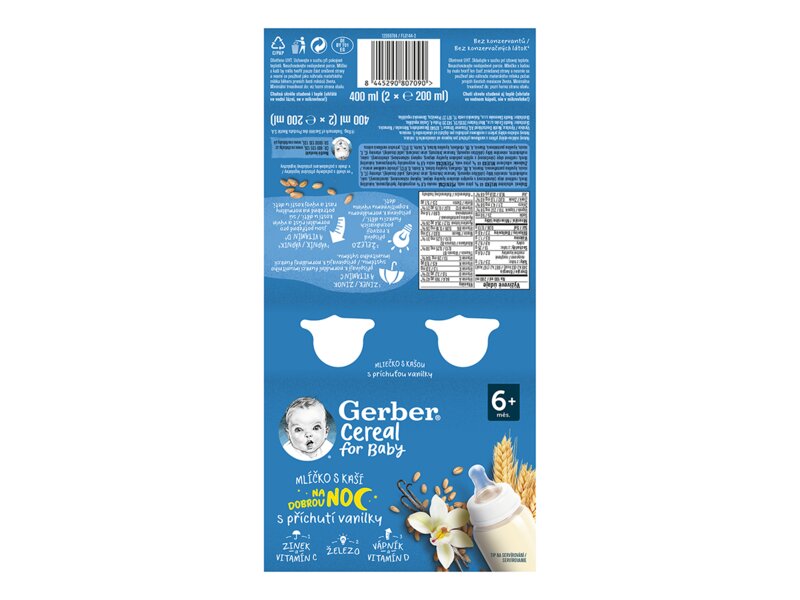 Gerber Cereal mlíčko s kaší na dobrou noc Vanilka 6+ měsíců 2x200 ml