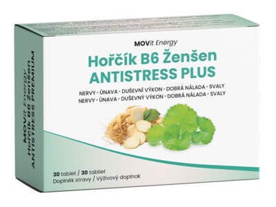 MOVit Hořčík B6 Ženšen Antistress Plus 30 tablet